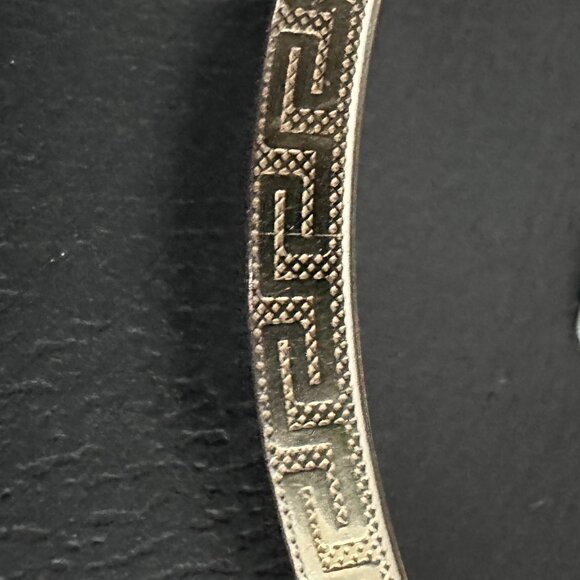 Mia Fiore Italy 14K Gold Plated Sterling Silver Open Bangle Greek Key Design NWT - Picture 4 of 4
